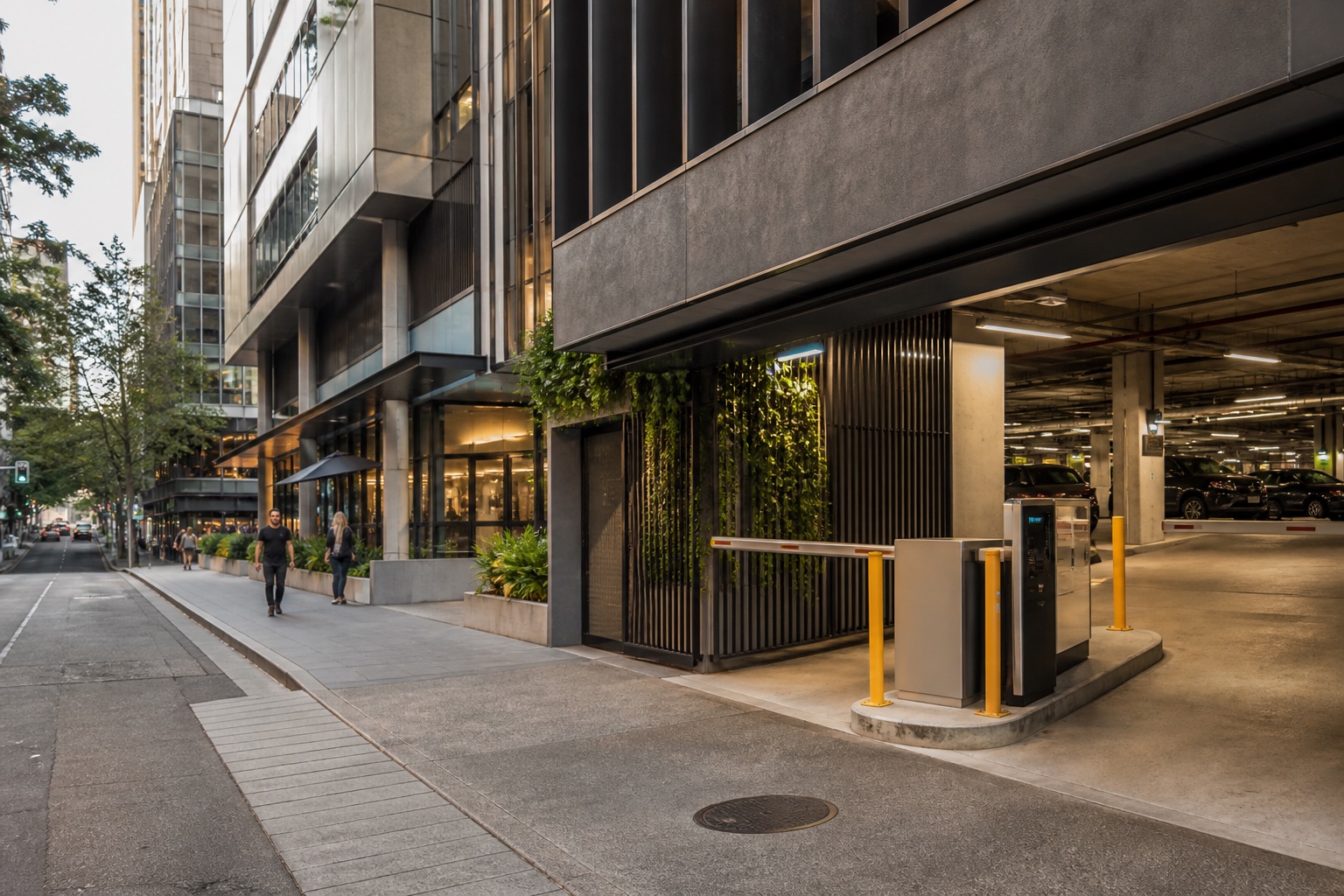 Commercial parking access in an Australian city precinct
